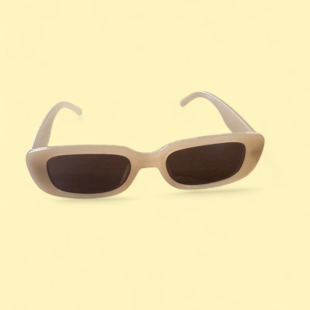 Retro Cream Rectangle Sunglasses